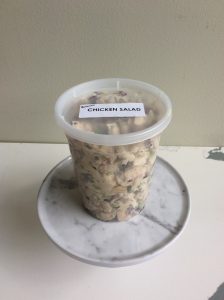 Quart container of chicken salad